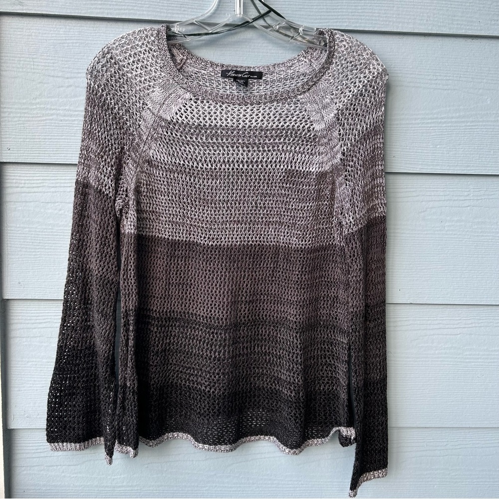 Kenneth Cole New York Black and Gray Women's Open Knit Sweater